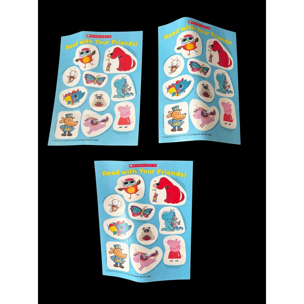 Scholastic Read With Your Friends Sticker Sheets Lot of 3 Peppa Pig Clifford